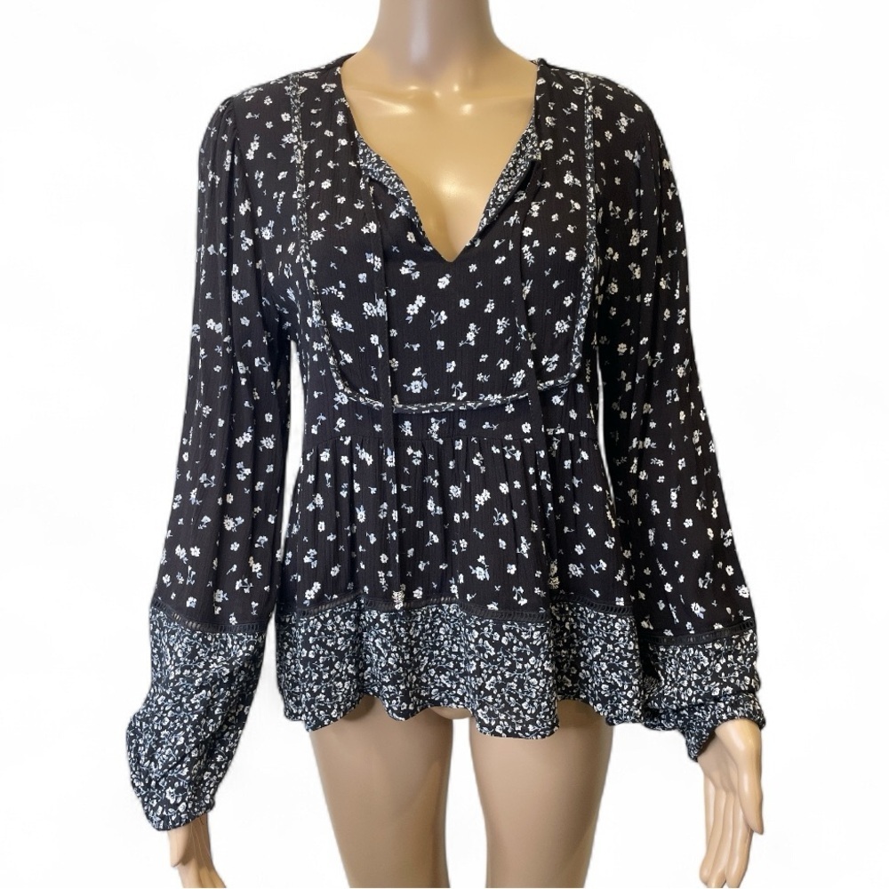 Bloomfield Black Floral Women's Long sleeves Top size M